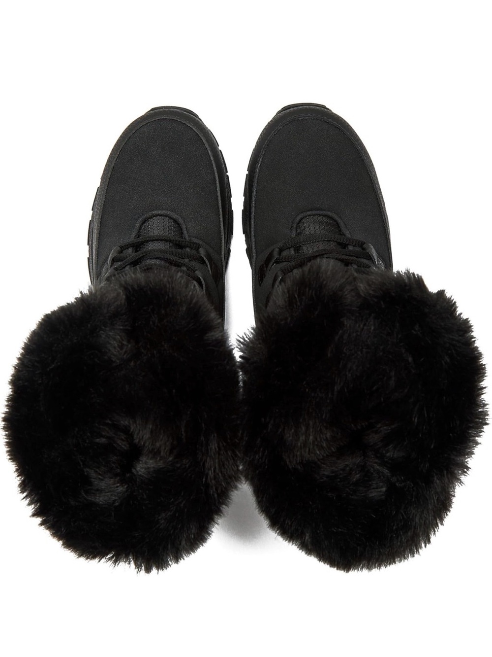 Lands' End Black Faux-Fur Cuff Winter Lace-Up Boot - Picture 5 of 7